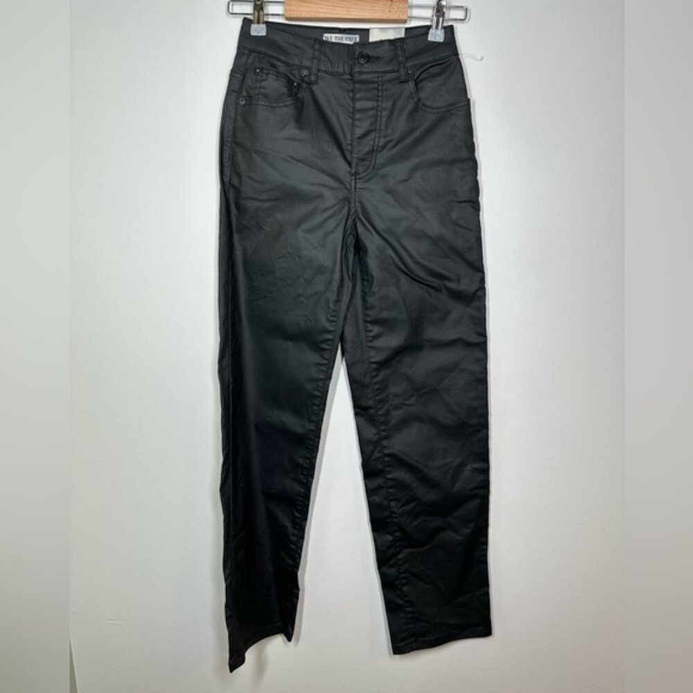 Free People Pacifica Coated Straight Leg Jeans in Black Size 26